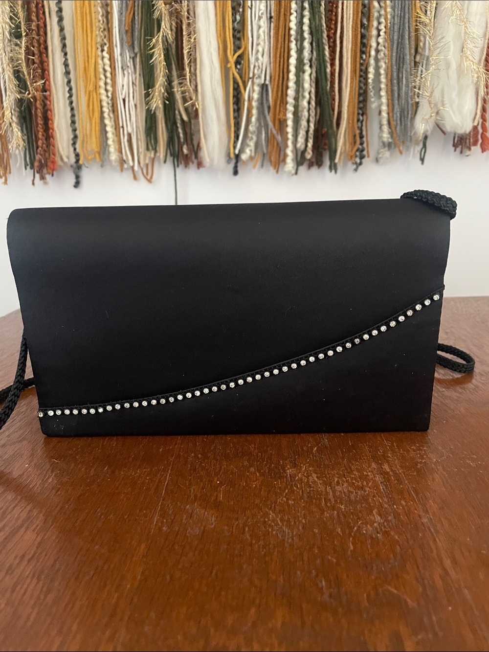 Elegant Black Clutch Bag vintage with rhinestones